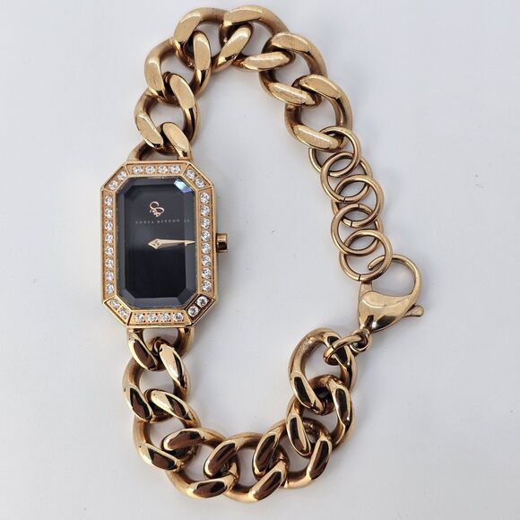 Sonia Bitton Women's Watch 20MM Black Dial Rose Gold Band Up to 7.75" NewBattery - Picture 1 of 10